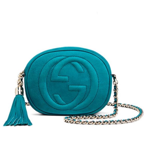 Gucci LE Soho Nubuck Leather Mini Chain Bag, Turquoise - Picture 1 of 15